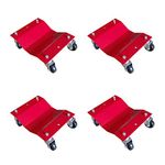 4 Pack Red 12x16 Inch Heavy Duty Wheel Dolly Car Tire Stakes Set 6800lbs Total Capacity for Tow or Vehicle Storage Furniture Movers