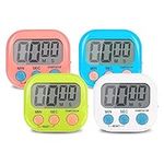 4PCS Colorful Kitchen Timer Magnetic, Digital Timer with Loud Alarm for Kids, Time Timer with Stand for Study,Work,Exercise,Cooking(Not Including Battery)