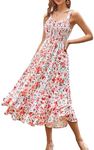 GRACE KARIN Women Spring Maxi Dress Chiffon Summer Swing Flowy Beach Dress Maternity Dress for Baby Shower Pink Floral M