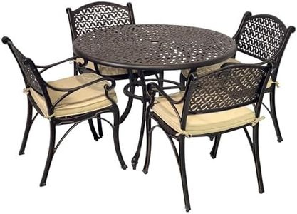 Kinger Home 5-Piece Cast Aluminum Patio Set, Metal Patio Dining Set, Patio Furniture Sets, Outdoor Furniture, Outdoor Table and Chairs with Cushions