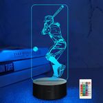 Lampeez Kids 3D Baseball Night Light Optical Illusion Baseball Lamp with 16 Colors Changing Remote Birthday Xmas Valentine's Day Gift Idea for Baseball Sport Gift Ideas for Baseball Fan