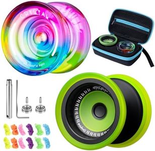 MAGICYOYO Responsive Yoyo for Kids 8-12, Pack of 2 Yoyos, Professional FingerSpin Trick for Advanced, Dual Purpose Metal Yo-yo V13+Crystal Yo yo K2 with Unresponsive Bearing+12 Yoyo Strings+Bag