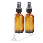 4 oz Amber Glass Spray Bottles for Essential Oils, Small Empty Fine Mist Spray Bottle,2 Pack with Funnel Dropper