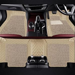 NEXTA 7D Premium Faux Leather Custom Fitted Car Floor Mats for Mahindra Xylo II Double Stitching II 7 Layer Protection II 100% Waterproof & Washable - (Beige)