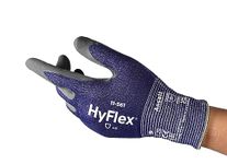 Ansell HyFlex 11-561 Cut Resistant Work Gloves, Abrasion Resistant Nitrile Coating, Industrial Safety Gloves, Lightweight, Breathable and Washable, PPE Men Women, Blue, Size L (1 Pair)