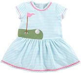 Mud Pie Baby Girls T Shirt Dress, Blue, Large | 4T-5T