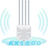 Outdoor WiFi 6 Extender Mesh Router, WAVLINK AX1800 Long Range WiFi Extender Wireless Access Point with 1000Mbps WAN/LAN Ports, PoE, Dual Band 2.4GHz/5.8GHz, 4x8dBi High-gain Antenna, Waterproof