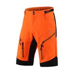 ARSUXEO Cycling Shorts Mens Mountain Bike Shorts Without Padded Cycle Mountain Bike Shorts Water Resistant 1903 Orange L