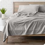 Bare Home Flannel Sheet Set 100% Cotton, Velvety Soft Heavyweight - Double Brushed Flannel - Deep Pocket (Queen, Light Grey)