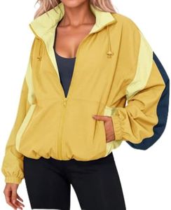 Yousify Womens Lightweight Windbreaker Outdoor Hiking Hooded Casual Jacket