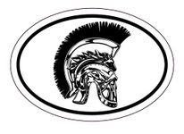 WickedGoodz Oval Spartan Warrior Helmet Decal - Greek Sparta Bumper Sticker - Perfect Spartan Soldier Gift