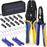haisstronica MC4 Crimping Tool Kit, 15PCS Solar Crimper Tool Set with Stripper, 10 Pairs Solar Connectors AWG14-10(2.5/4/6mm²) and Spanners for Solar Panel PV Cable Installation