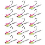 15pcs Jig Heads Fishing Hook with Willow Blade for Bait Lure Swimbait Jig Head with Spinner for Saltwater Freshwater (Blue-Pink, 3/7oz)