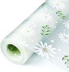 Shelf Liner, Waterproof Refrigerator Liner, Drawer Liners for Kitchen Cabinet, Bathroom Sink Mat No Slip Cupboard Mats Non Adhesive Fridge Liner EVA Place Mats Roll - Leaf Daisy 17.7"×78.7"