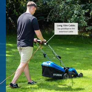 Hyundai 15" Electric Lawnmower – 1600W, Rear Roller, Mulching, 40L Bag