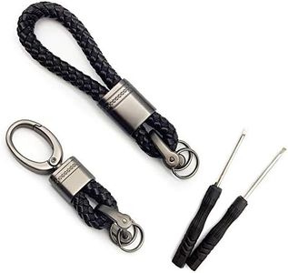 FUJIE 2 Piezas Llavero de Cuerda de Cuero de Negro Llavero Hebilla de Coche Aleación Llavero con Destornillador de Regalo para Hombre Mujer