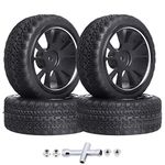 GoHooby 2.55in Rubber Tires&12mm Hex Wheel Rims Pre-Mounted Set, Compatible with Traxxas Tamiya 1/10 RC On-Road Touring Car (Color 3)