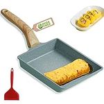 (Tamagoyaki pan) - Japanese Omelette Pan Nonstick Tamagoyaki Egg Pan/Retangle Small Frying Pan/with Silicone Spatula & Brush/Non-Stick Coating (PFOA Free)