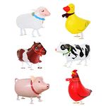 6Pcs Walking Farm Animal Balloons HADEEONG Farm Animal Walking Balloons for Farm Theme Birthday Party BBQ Outdoor Party Decor Pony Duck Rooster Pig Sheep Cow Animal Balloon