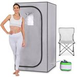 SereneLife Portable Sauna, Full Size Infrared Home Spa, indoor sauna tent, steam room, home sauna tent, steam sauna tent, One Person Sauna box for home, with Free Heating Foot Pad and Portable Chair