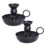 Candlestick Holders, Black Taper Candle Holders, Retro Chamber Stick Holder, Iron Matte Candle Stand, for Wedding, Dining, Party, Home Decoration (Set of 2)