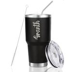 Gnexin Customize Your Name Stainless Steel Double Wall Vacuum Insulated Sipper Gift Mug with Straw, Lid and Cleaning Brush for Hot and Cold Coated Travel Drinks Cup