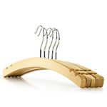 Hangerworld 10 Natural Wooden 42cm Crescent Shaped Coat Clothes Hangers with Metal Hook