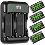 2800mAH Rechargeable Battery for Xbox Series S/Xbox Series X/Xbox Ones/Xbox OneX/Xbox One Elite, NYI 4X2800mAH High Power NI-MH Batteries Kit with Fast Charging Charger