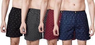 ARBB Cotton Blend Comfortable & Breathable Printed Regular Shorts/Boxer for Men, Pack of 4 (B.MIT-B.MGK-M.DE-N.MI-M)