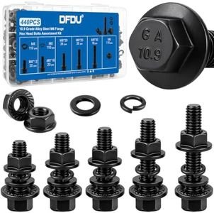 DFDU 440PCS M6 Flange Bolt Assortment Kit with Nut Washer 10.9 Alloy Steel