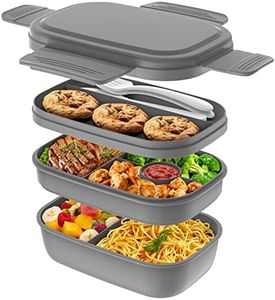 Bento Box Adult Lunch Box,3 Stackable Bento Lunch Containers for Adults/Kids, Modern Minimalist Design Bento Box with Utensil Set, Leak-Proof Lunchbox Bento Box for Dining Out, Work, Picnic, School