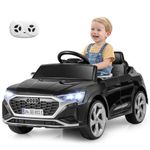 Maxmass 12V Kids Electric Car, Battery Powered Licensed Audi Toy Cars with Remote Control, LED Headlight, Music, Horn, Soft Start, Children Electric Ride on Vehicle for 3+ Years Old Boys Girls (Black)