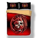 FANSU 3D Dinosaur Dragon Bedding Sets Duvet Cover Set for Double King Single Bed 3 Piece Bedroom Microfiber Duvet Set 2 x Pillowcases 1 x Quilt Case (Single-135x200cm,red)