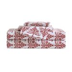 Eddie Bauer - Queen Sheets, Cotton Flannel Bedding Set, Brushed for Extra Softness, Cozy Home Decor, Oeko-Tex Certified (Jolly Trees Red, Queen)