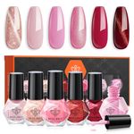 Modelones Nail Polish Set 6 Colors Pink Red Skin Tones Collection Nail Polish Set Quick Dry Nail Polish Finger Nail Polish Bulk Manicure Diy Nail Art Salon Home For Women