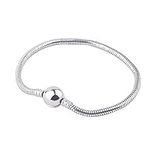 PandaHall Elite Charm Bracelet Bead Charms Stainless Steel European Snake Chain Bracelets with Round Barrel Snap Clasp in 7.8 Inch