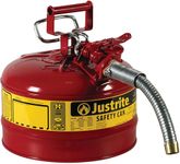 Justrite 7225130 AccuFlow 2.5 Gallon, 11.75" OD x 12" H Galvanized Steel Type II Blue Safety Can with 1" Flexible Spout