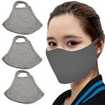 SHADOW DANCE UK 3 PCS Cotton Anti-dust Mouth Face mask Protect Cover Bandana Balaclavas, 2-Layer Unisex Reusable Fashion Washable Cover - Pack 3, Grey