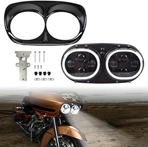 VEISUTOR Dual LED Headlight with Halo Ring for Road Glide 04-13, LED Head Light Headlamp Front Lamp Kit with High Low Beam DRL Halo Rings for Harley Road Glide 2004-2013 Accessories