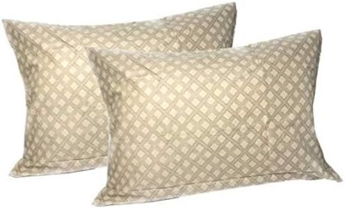 DaDa Bedding 2-Pack Cotton Geometric Diamond Neutral Sandy Olive Tan Pillowcases - Queen Size 20" x 30"