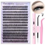 DIY Lash Extension Kit 280pcs Individual Lashes Cluster D Curl Eyelash Extension Kit 40D 9-16mm Mix Lash Clusters with Lash Bond and Seal and Lash Applicator Tool for Self Application at Home (40D-D-9-16MIX KIT)