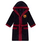 FC Barcelona Official Football Boys Fleece Dressing Gown Robe Navy 9-10 Years