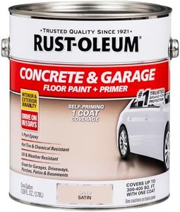 Rust-Oleum 347121 Concrete & Garage Floor Paint and Primer, Gallon, Satin Sand