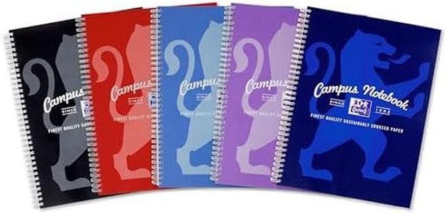 Oxford Campus A5 Notebook, Lined 140 Pages, Assorted Colours (Pack of 5)