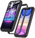 GUGU6JI Easter Gamer Play Win Game Over Night Design Compatible with iPhone 11 Case for Boy Man Luxury Shockproof Rugged Cover Dual Layer Soft TPU + Hard PC Bumper Full-Body Protective Case