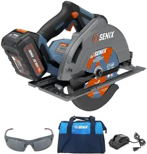 SENIX X2 20V Max* 7-1/4" Cordless Circular Saw, 4200RPM Brushless Motor, Led Work Light, 55 Degree Bevel, 4.0Ah Battery, Charger & Storage Bag Included (PSCX2-M3)