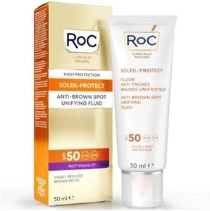 RoC - Soleil-Protect Fluido Unificante Anti-Macchie Brune SPF 50 - Crema Idratante Viso con Vitamina C - Riduce le Macchie Marroni - 50 ml