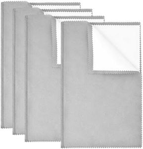 SEVENWELL 4pcs Jewelry Polishing Cleaning Cloth Large 10'' x 12'' for Sterling Silver Jewelry Gold, Diamond, Platinum, Precious Stones, Coins (Light Gray)