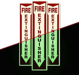 Bolexo Fire Extinguisher Sign for Home,business or boat with Mount and Sticker glow in the dark 3 Pack 4" X 18" Durable Self Adhesive, Waterproof and UV Protected