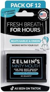 Zelmin's Minty Mouth Breath Freshener - (12 Pack) Long Lasting Bad Breath Treatment for Adults, Instant Freshness Helps with Dry Mouth, Natural Breath Mints for Travel, Alcohol-Free, Keto, Gluten-Free